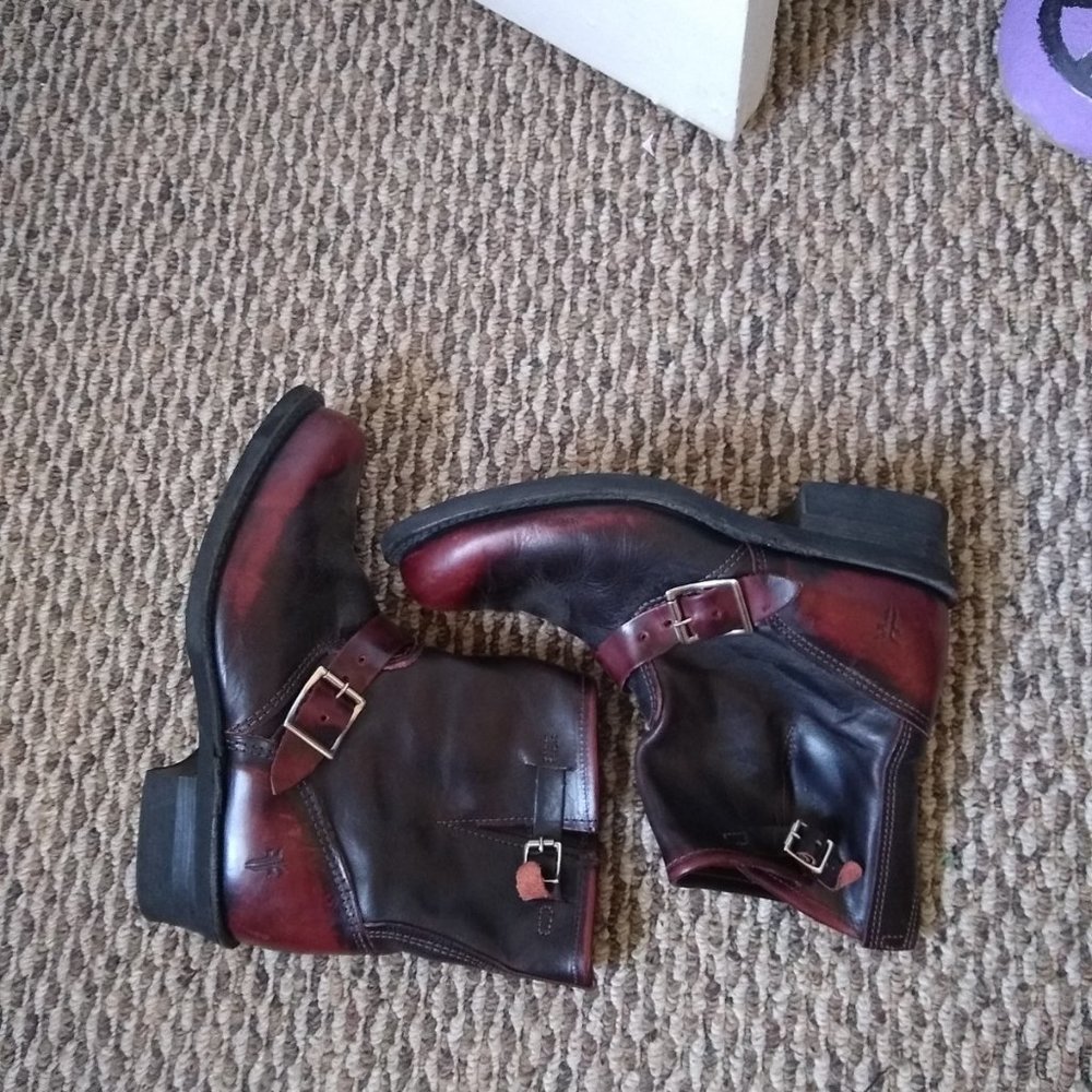 Frye black and maroon boots